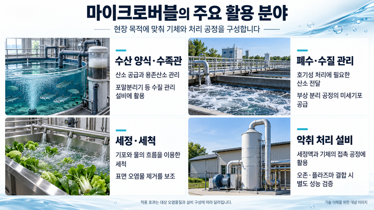마이크로버블의 주요 활용 분야